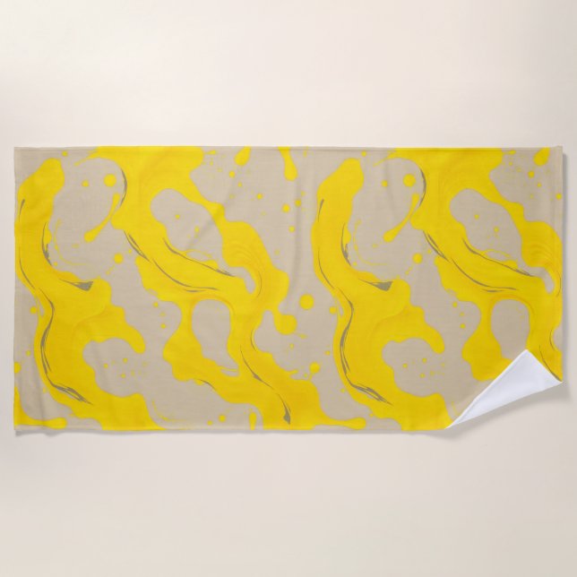 Toalla De Playa Yellow Organic Abstract (Anverso)