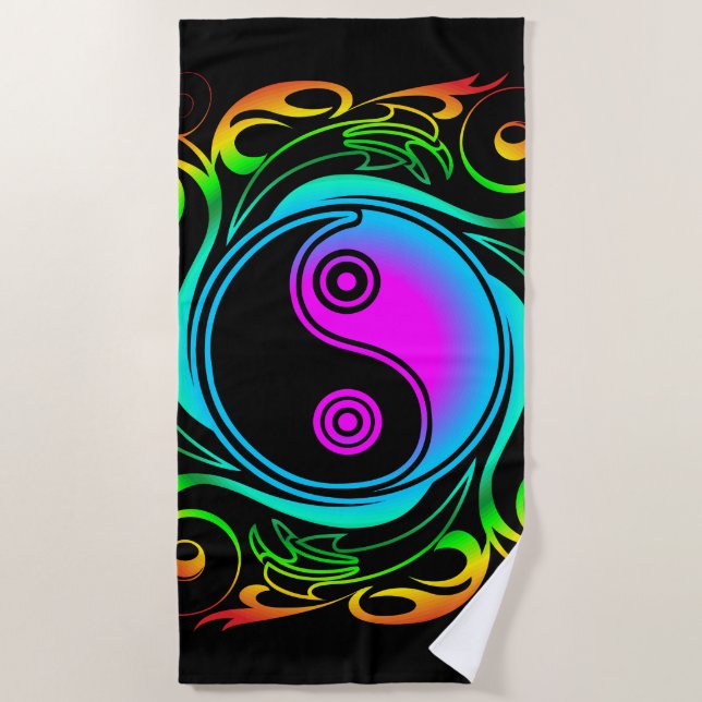 Toalla De Playa Yin Yang Psychedeld Rainbow Tattoo (Anverso)