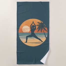 Toalla De Playa Yoga en Silueta de Puesta de Sol en la Playa | Vid