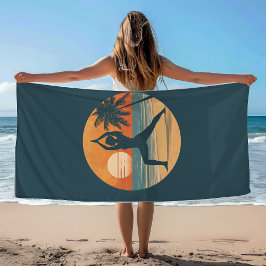 Toalla De Playa Yoga en Silueta de Puesta de Sol en la Playa | Vid