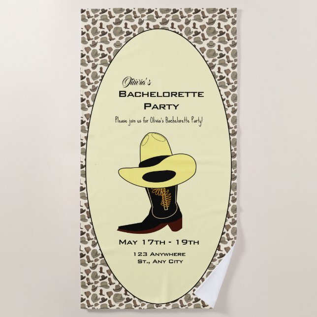 Toalla De Playa Zapatos con Estampado de Sombrero de Vaquero Fiest (Anverso)