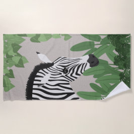 Toalla De Playa Zebra amongst Leaves