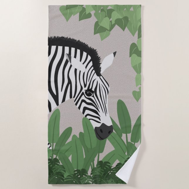 Toalla De Playa Zebra amongst Leaves (Anverso)