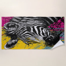 Toalla De Playa Zebra Graffiti Pop Art Portrait Illustration