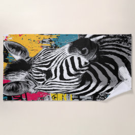 Toalla De Playa Zebra Urban Graffiti Street Art Illustration