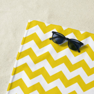 Toalla De Playa Zigzag amarillo, chevron amarillo, patrón geométri