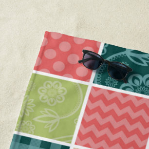 Toalla De Playa Zigzag, Chevron, Gingham, Puertos Polka, Patchwork