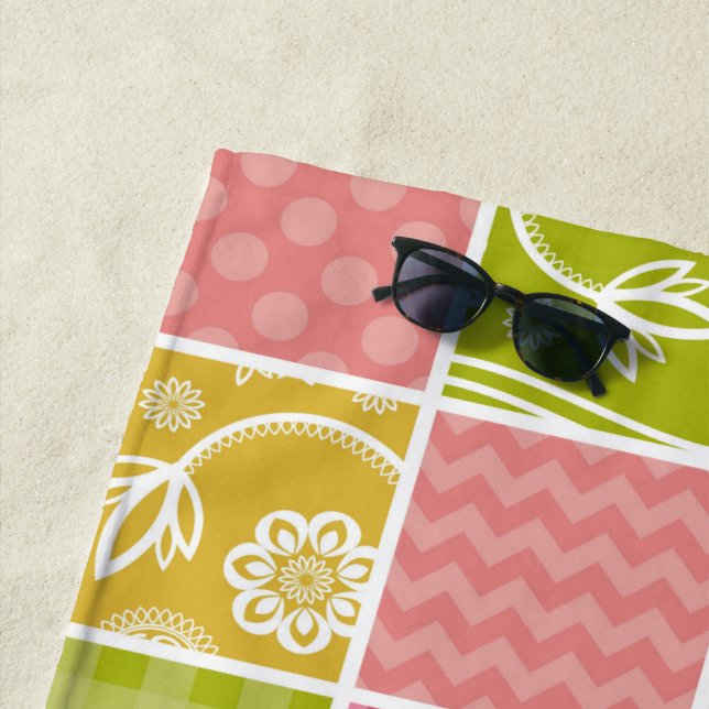 Toalla De Playa Zigzag, Chevron, Polka Dots, Gingham, Patchwork (In situ)