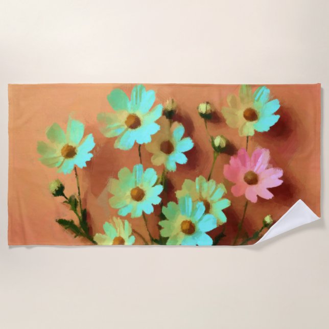 Toalla De Playa Zinnia Elegans Vibrante Botánica (Anverso)