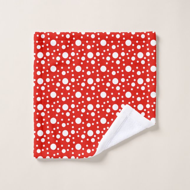 Toalla de puntos de Polka Blanco Rojo (Toallita)