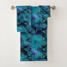 Toalla de sirena púrpura, verde y azul
