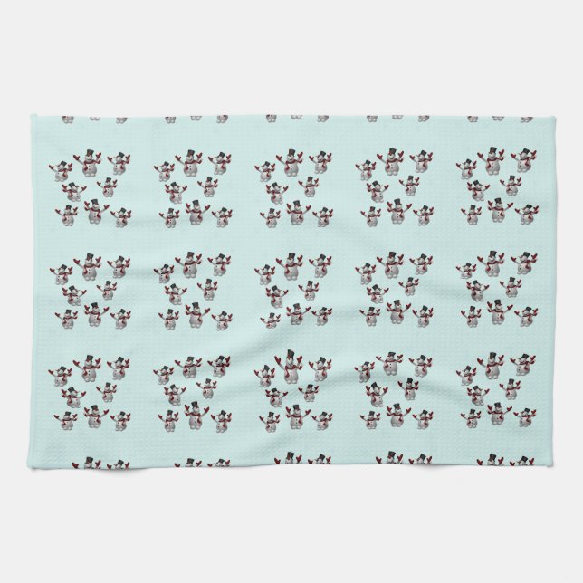 Toalla de Snowmen y Snowflakes (Horizontal)