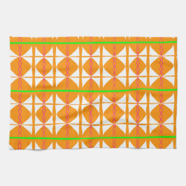 Toalla de té abstracta naranja brillante, verde, b
