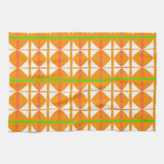 Toalla de té abstracta naranja brillante, verde, b