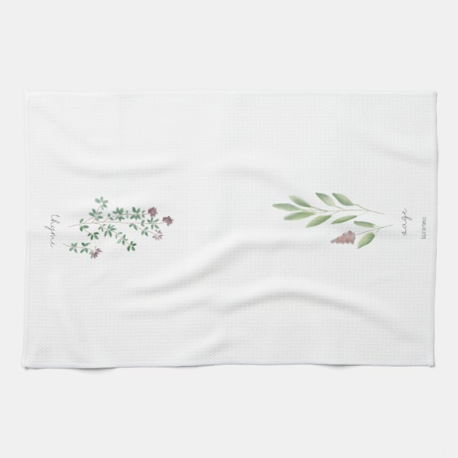 Toalla de té | Acuarela de hierbas (Horizontal)
