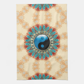 Toalla de té azul de la flor de la edad de YinYang