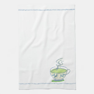 Toalla de té azul de la taza de té