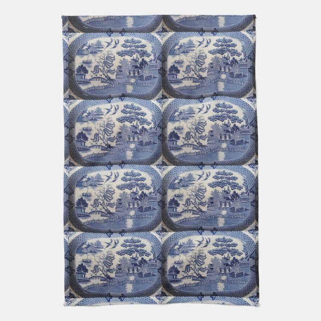 Toalla de té azul del sauce - deje a la abuela en (Vertical)