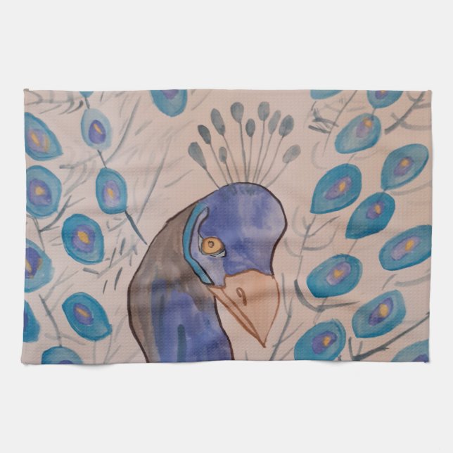 Toalla de té azul pavo real (Horizontal)