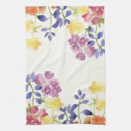 Toalla de té colorida de las flores salvajes de