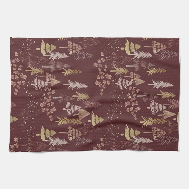 Toalla de té con árbol de Navidad disperso (Horizontal)