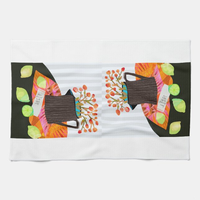 Toalla de té con cocina floral de vida fija (Horizontal)