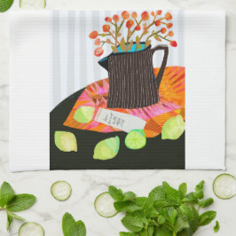 Toalla de té con cocina floral de vida fija