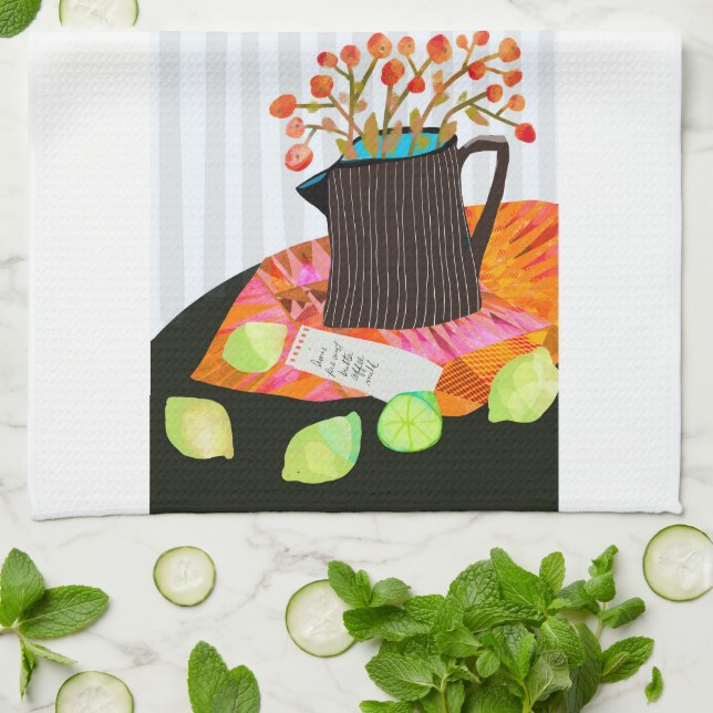 Toalla de té con cocina floral de vida fija (Doblado)