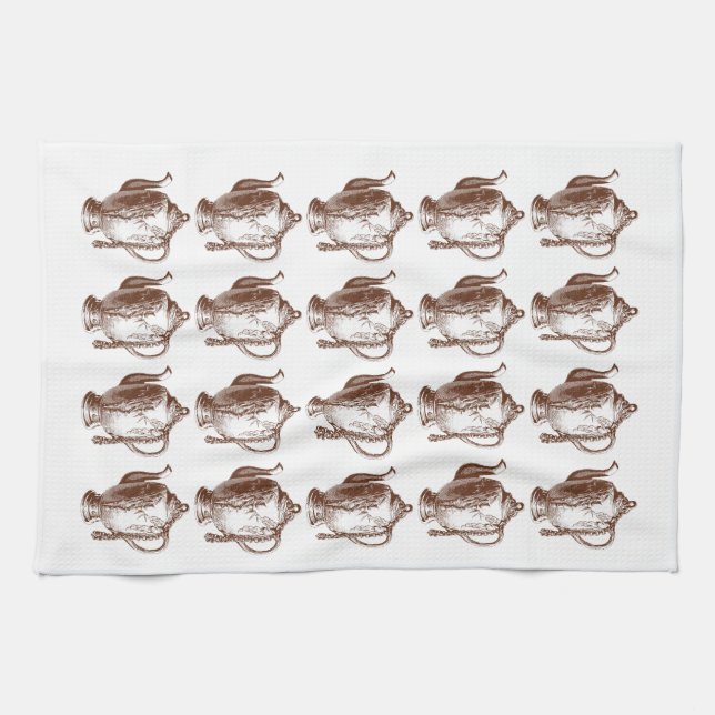 Toalla de té con estampado de tetera victoriana vi (Horizontal)