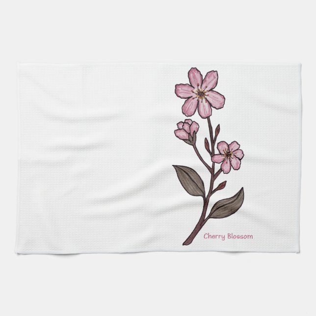 Toalla de té con flores de cerezo (Horizontal)