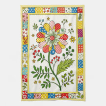 Toalla de té con flores estampadas bonitas.