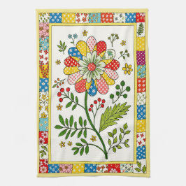 Toalla de té con flores estampadas bonitas.