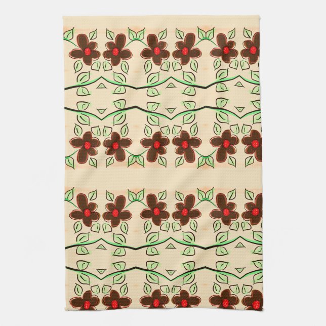 Toalla De Té Con Marrón Rojo Y Chocolate (Vertical)