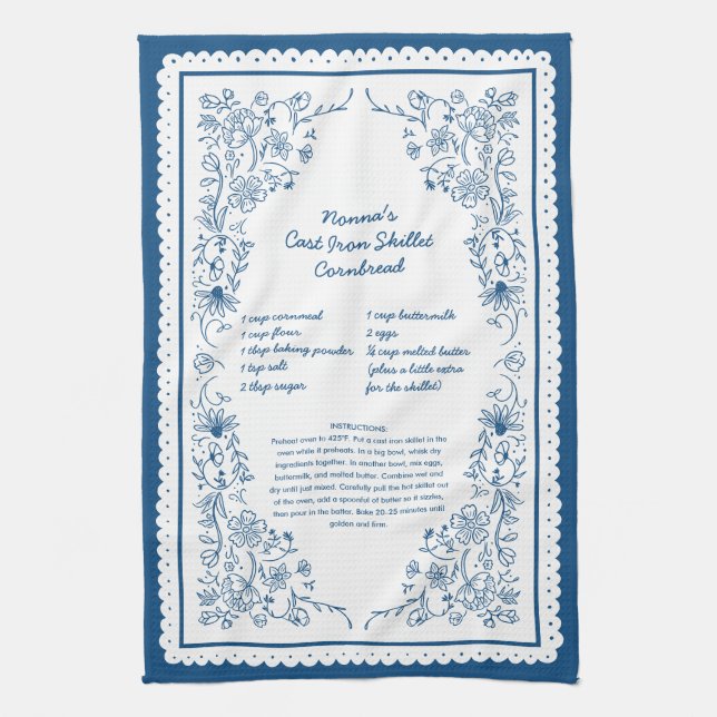 Toalla de té con receta personalizada de Nonna (Vertical)