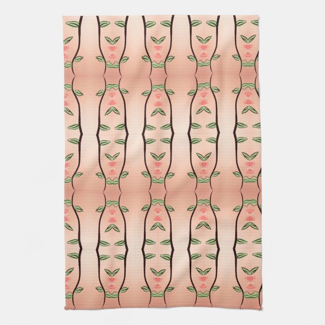 Toalla De Té Con Un Elegante Diseño Floral (Vertical)