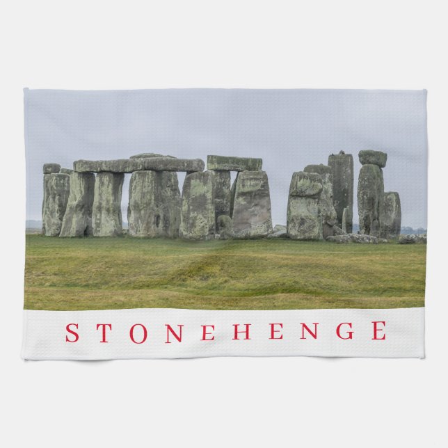 Toalla de té con vistas a Stonehenge (Horizontal)