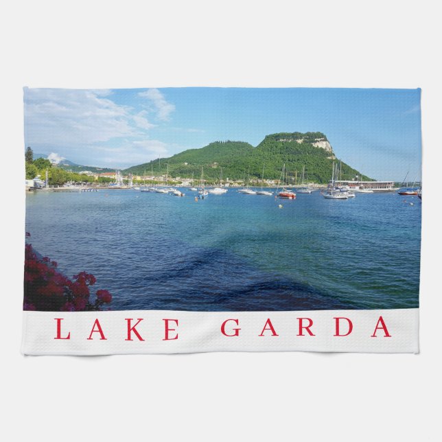 Toalla de té con vistas al lago de Garda (Horizontal)