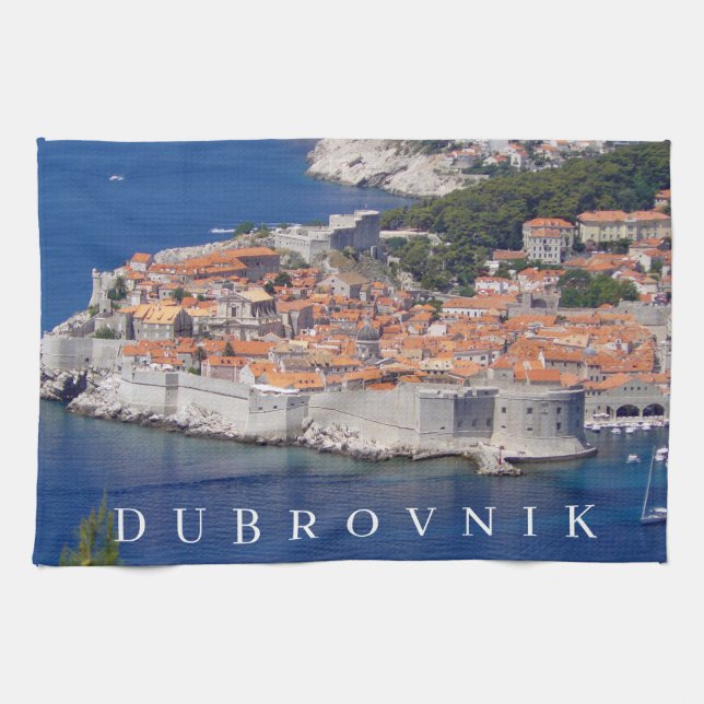Toalla de té con vistas panorámicas de Dubrovnik (Horizontal)