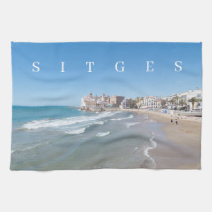 Toalla de té con vistas panorámicas de Sitges