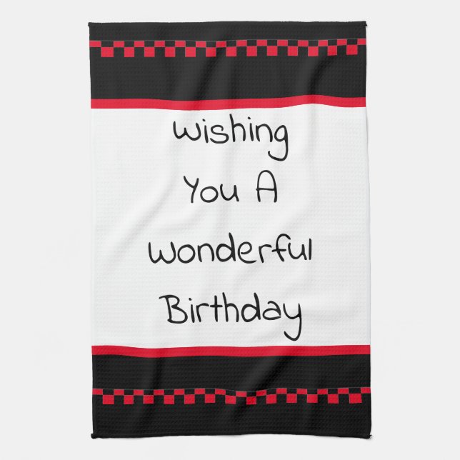 Toalla de té Cumpleaños Wish (Vertical)