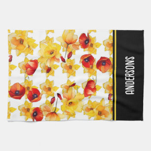 toalla de té daffodil y poppies