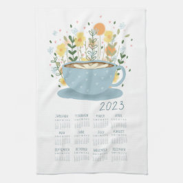 Toalla de té de café de 2023 Calendario arte mural