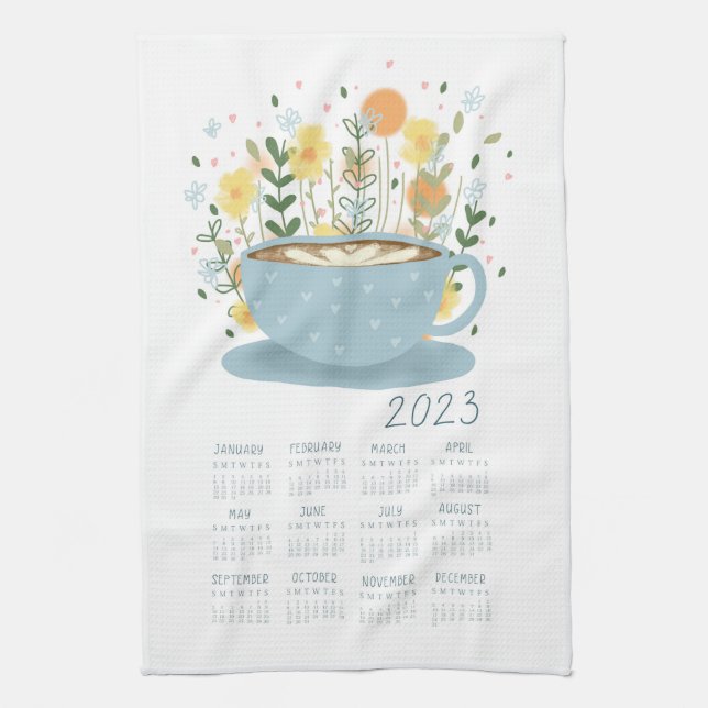Toalla de té de café de 2023 Calendario arte mural (Vertical)
