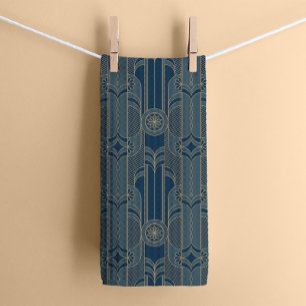 Toalla de té de cocina azul de Navy Art Deco