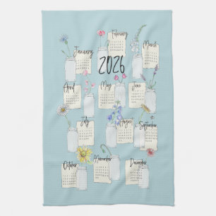 Toalla de té de cocina del calendario 2026