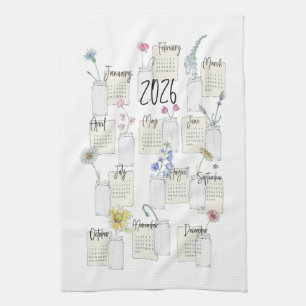 Toalla de té de cocina del calendario 2026