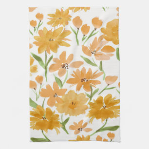 Toalla de té de cocina floral de blooms de acuarel