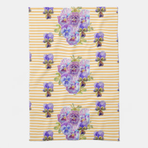 Toalla de té de cocina floral Shabby Chic Yellow P