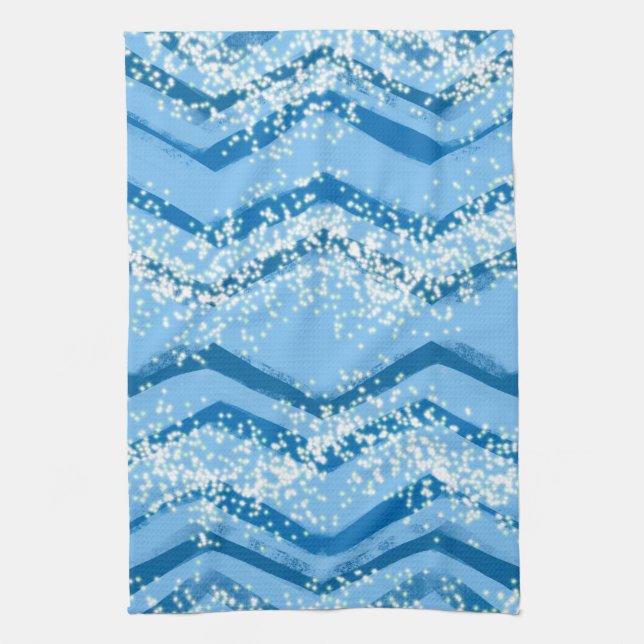 Toalla de té de cocina Líneas Azules con Salpicadu (Vertical)