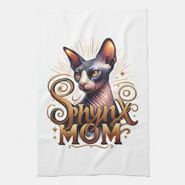 Toalla de té de cocina para mamá de gato Sphynx (Vertical)